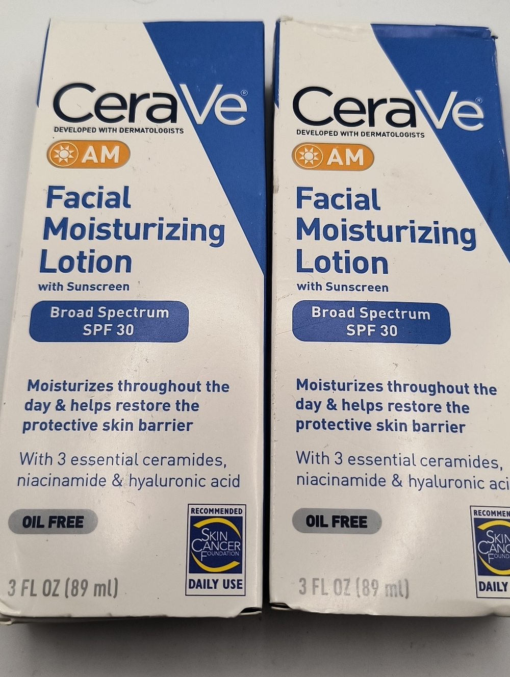 CeraVe AM Facial Moisturizing Lotion SPF 30 Oil-Free 3oz Ex 2027 Two Pack